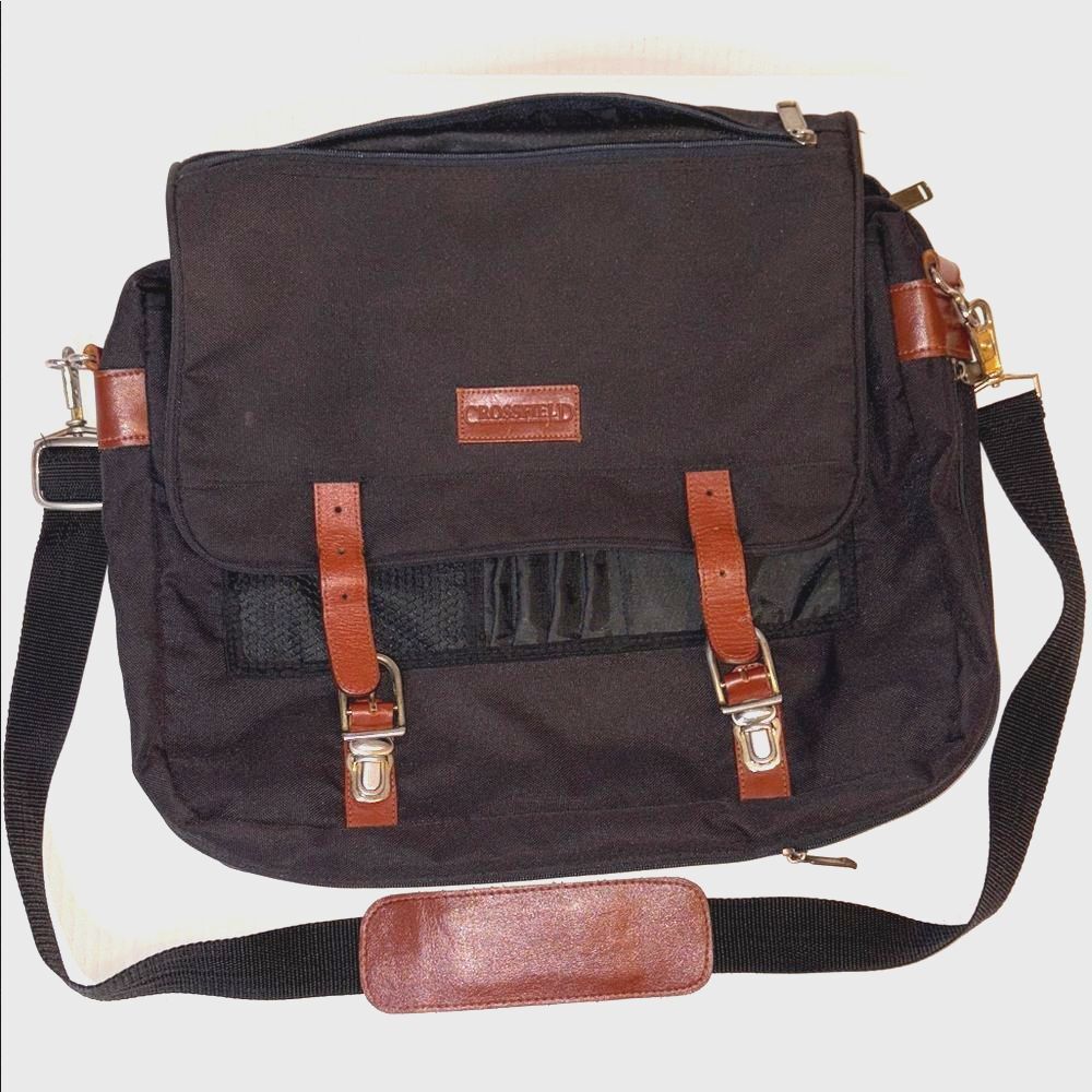 Crossfield messenger bag black and tan